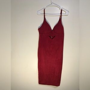Red spaghetti strap under boob open cut mini dress size L